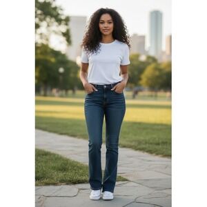 Refuge Women's Runway Everyday Boot Medium Wash Stretch Jeans, 32" Inseam Sz 8 #